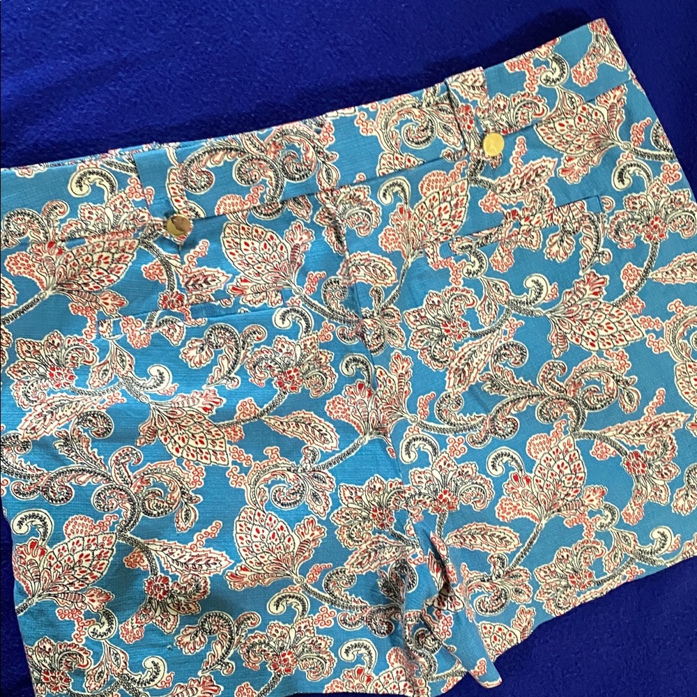 LOFT Blue Paisley-Print Women’s Shorts with Pink Accents size 10 - Picture 8 of 12
